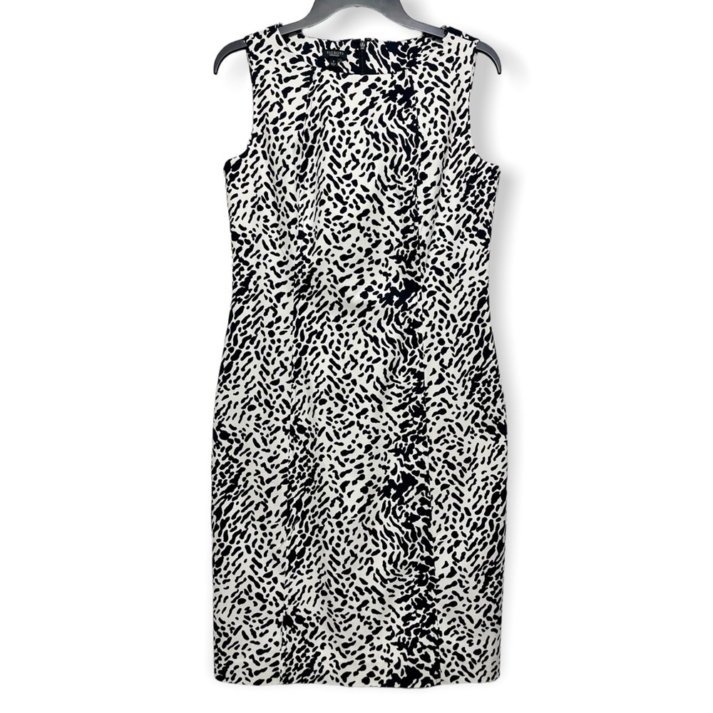 Talbots Black and White Sleeveless Sheath Dress